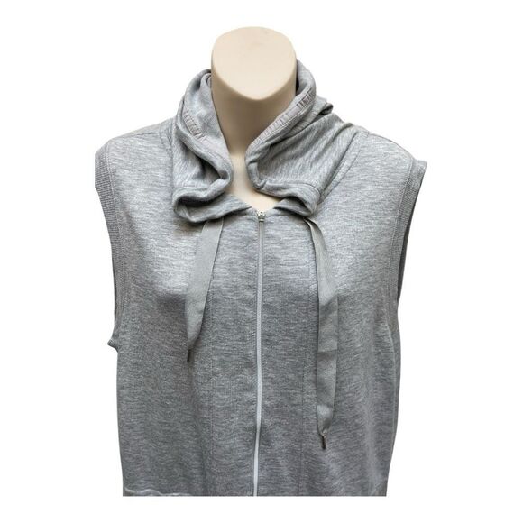 Yogalicious Heather Gray Zip-Up Hoodie Sweatshirt Vest Size M Sleeveless Cozy - Picture 2 of 9